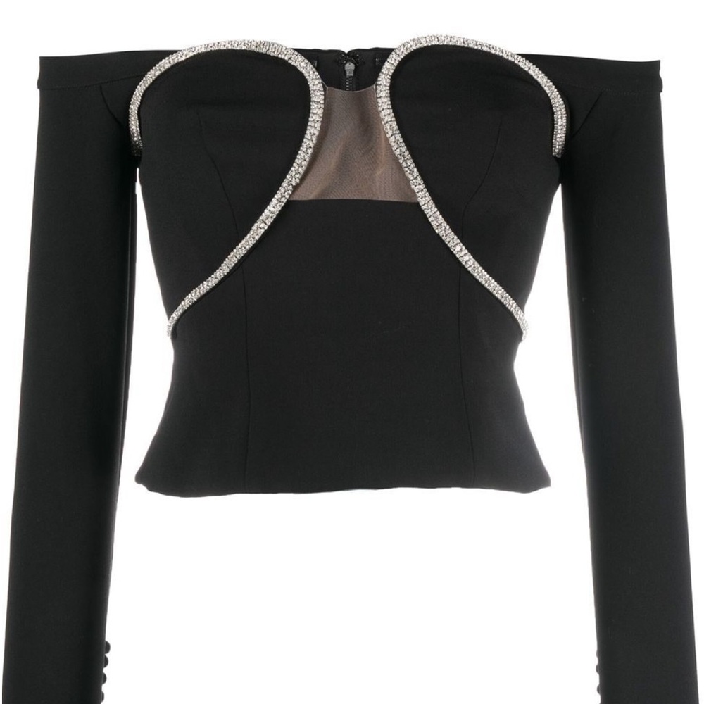 Self-Portrait crystal embellished top